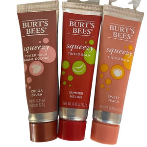 Burt’s Bees Squeezy Tinted Balm Set • Cocoa Crush • Summer Melon • Sweet Peach